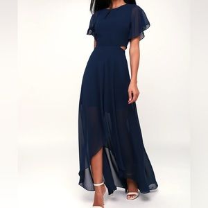 Navy LuLu’s high low, cutout dress, size M